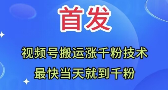 全网首发：视频号无脑搬运涨千粉技术，最快当天到千粉【揭秘】_豪客资源库