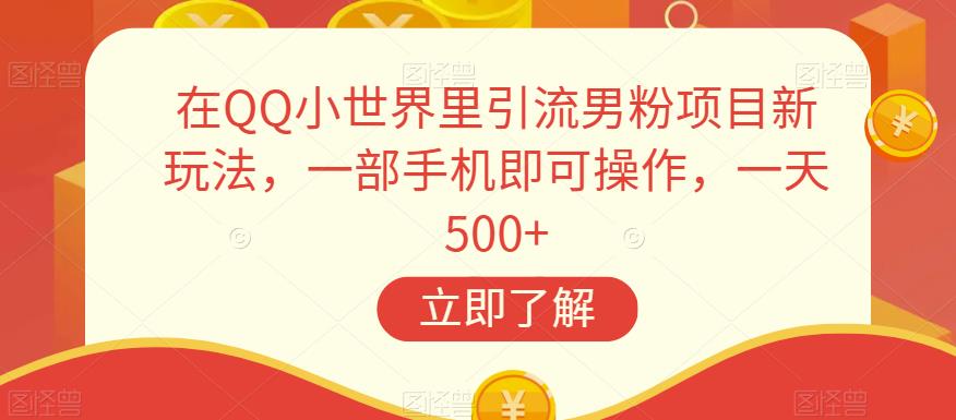 在QQ小世界里引流男粉项目新玩法，一部手机即可操作，一天500+【揭秘】_豪客资源库