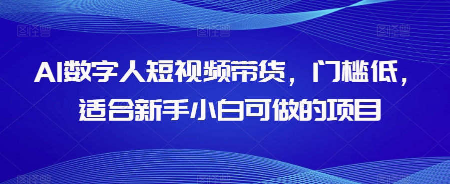 AI数字人短视频带货，门槛低，适合新手小白可做的项目_豪客资源库