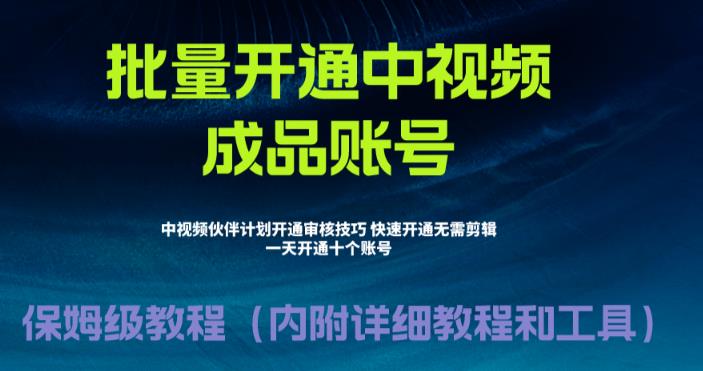 外面收费1980的暴力开通中视频计划教程，内附详细的快速通过中视频伙伴计划的办法_豪客资源库