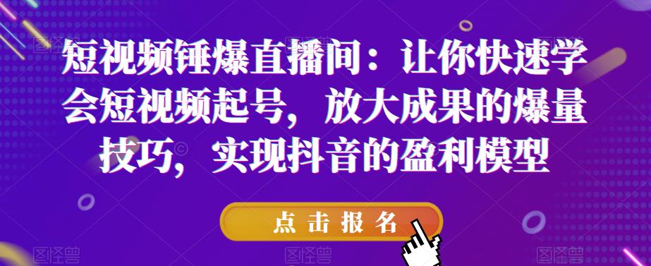 短视频锤爆直播间：让你快速学会短视频起号，放大成果的爆量技巧，实现抖音的盈利模型_豪客资源库