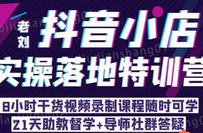 老刘·抖店商品卡流量，​抖音小店实操落地特训营，8小时干货视频录制课程随时可学_豪客资源库