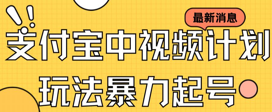 支付宝中视频玩法暴力起号影视起号有播放即可获得收益（带素材）_豪客资源库