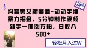 抖音美女新赛道-动动手指暴力掘金，5分钟制作视频，新手一周涨万粉，日收入500+【揭秘】_豪客资源库