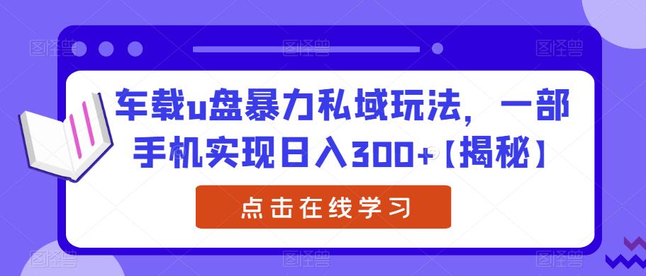 车载u盘暴力私域玩法，一部手机实现日入300+【揭秘】_豪客资源库