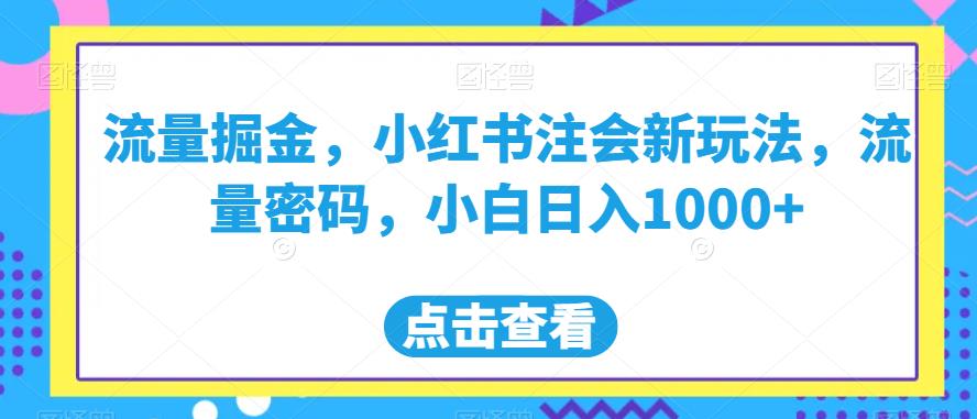 流量掘金，小红书注会新玩法，流量密码，小白日入1000+【揭秘】_豪客资源库