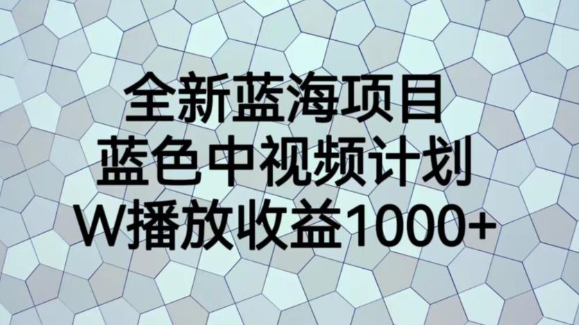 全新蓝海项目，蓝色中视频计划，1W播放量1000+【揭秘】_豪客资源库