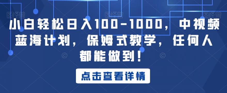 小白轻松日入100-1000，中视频蓝海计划，保姆式教学，任何人都能做到！【揭秘】_豪客资源库