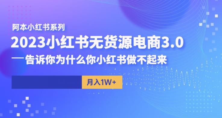 阿本小红书无货源电商3.0，告诉你为什么你小红书做不起来_豪客资源库