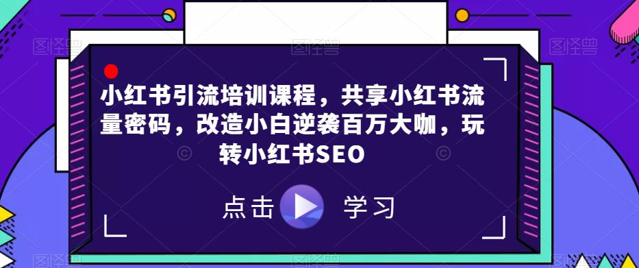 小红书引流培训课程，共享小红书流量密码，改造小白逆袭百万大咖，玩转小红书SEO_豪客资源库