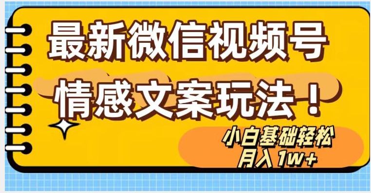 微信视频号情感文案最新玩法，小白轻松月入1万+无脑搬运【揭秘】_豪客资源库