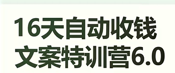 16天自动收钱文案特训营6.0，学会儿每天自动咔咔收钱_豪客资源库