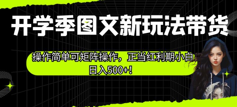 开学季图文新玩法带货，操作简单可矩阵操作，正当红利期小白日入500+！【揭秘】_豪客资源库