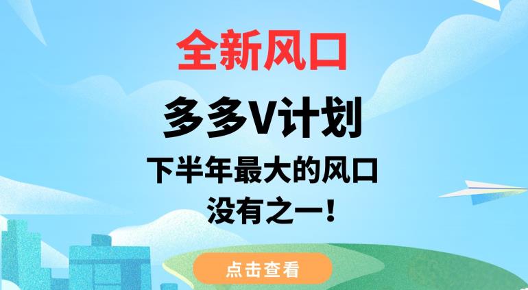 全新风口，多多V计划，下半年最大的风口项目，没有之一【揭秘】_豪客资源库