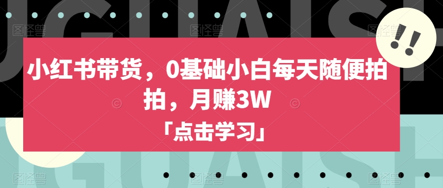 小红书带货，0基础小白每天随便拍拍，月赚3W【揭秘】_豪客资源库