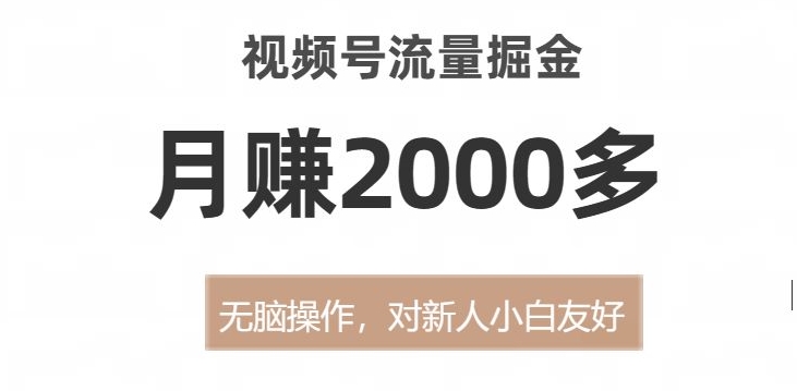 视频号流量掘金，无脑操作，对新人小白友好，月赚2000多【揭秘】_豪客资源库