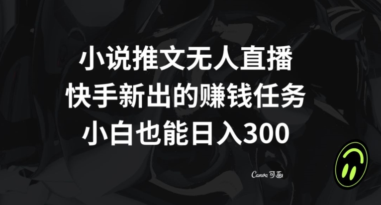 小说推文无人直播，快手新出的赚钱任务，小白也能日入300+【揭秘】_豪客资源库