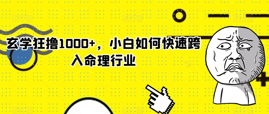 玄学狂撸1000+，小白如何快速跨入命理行业【揭秘】_豪客资源库