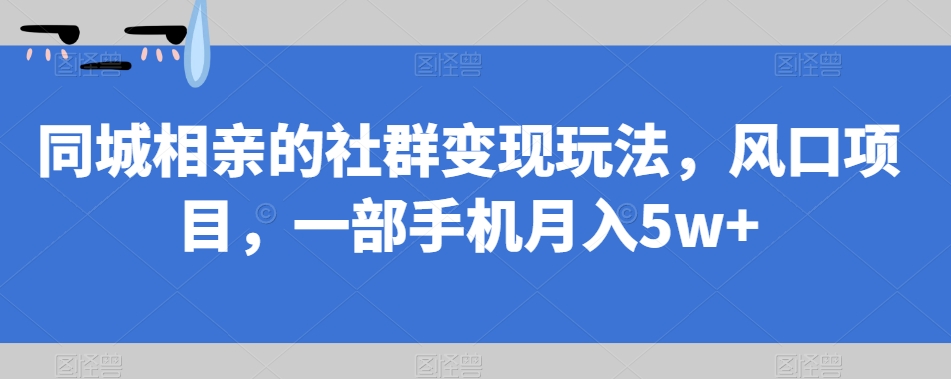 同城相亲的社群变现玩法，风口项目，一部手机月入5w+【揭秘】_豪客资源库