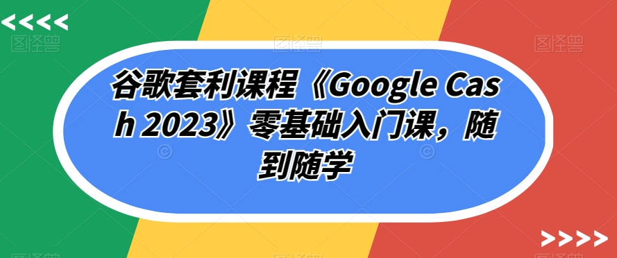 谷歌套利课程《Google Cash 2023》零基础入门课，随到随学_豪客资源库