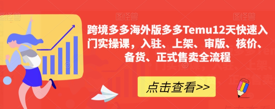 跨境多多海外版多多Temu12天快速入门实操课，入驻、上架、审版、核价、备货、正式售卖全流程_豪客资源库