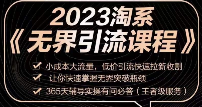 2023淘系无界引流实操课程，​小成本大流量，低价引流快速拉新收割，让你快速掌握无界突破瓶颈_豪客资源库