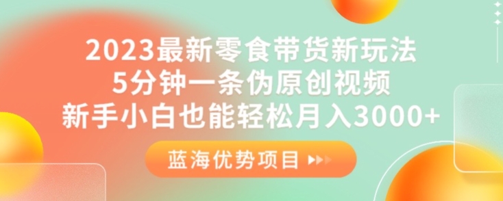 2023最新零食带货新玩法，5分钟一条伪原创视频，新手小白也能轻松月入3000+【揭秘】_豪客资源库