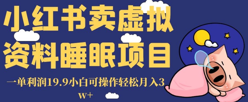 小红书卖虚拟资料睡眠项目，一单利润19.9小白可操作轻松月入3w+【揭秘】_豪客资源库