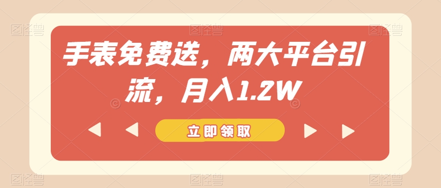 手表免费送，两大平台引流，月入1.2W【揭秘】_豪客资源库