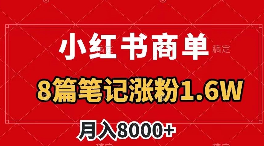 小红书商单最新玩法，8篇笔记涨粉1.6w，作品制作简单，月入8000+【揭秘】_豪客资源库