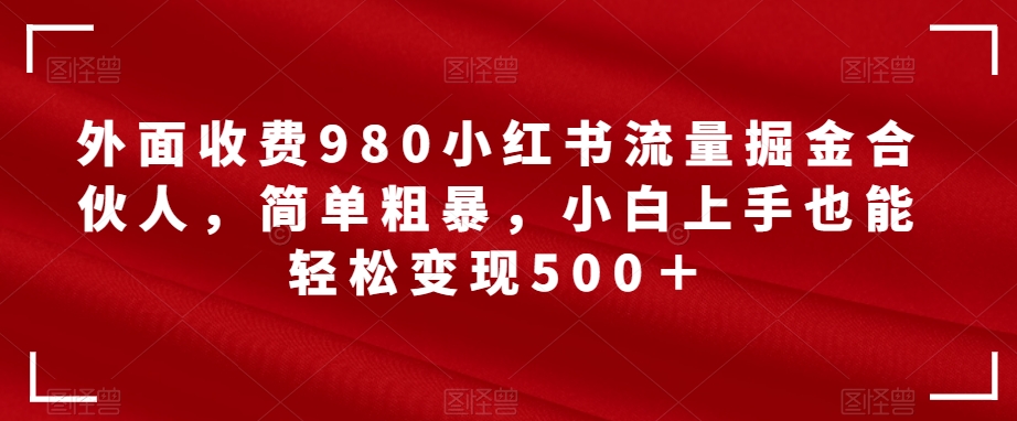 外面收费980小红书流量掘金合伙人，简单粗暴，小白上手也能轻松变现500＋【揭秘】_豪客资源库