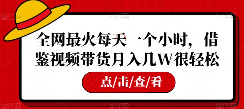 全网最火每天一个小时，借鉴视频带货月入几W很轻松【揭秘】_豪客资源库