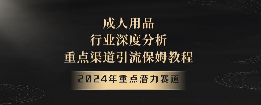 2024年重点潜力赛道，成人用品行业深度分析，重点渠道引流保姆教程【揭秘】_豪客资源库