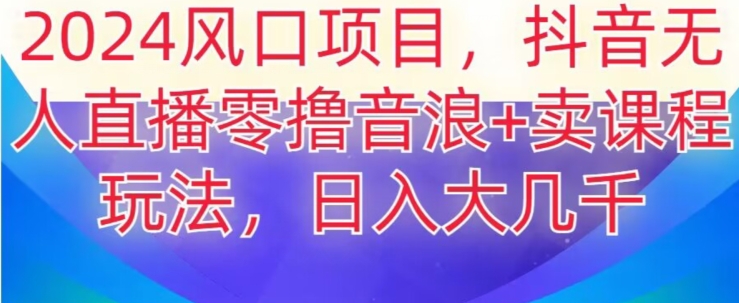 2024风口项目，抖音无人主播撸音浪+卖课程玩法，日入大几千【揭秘】_豪客资源库