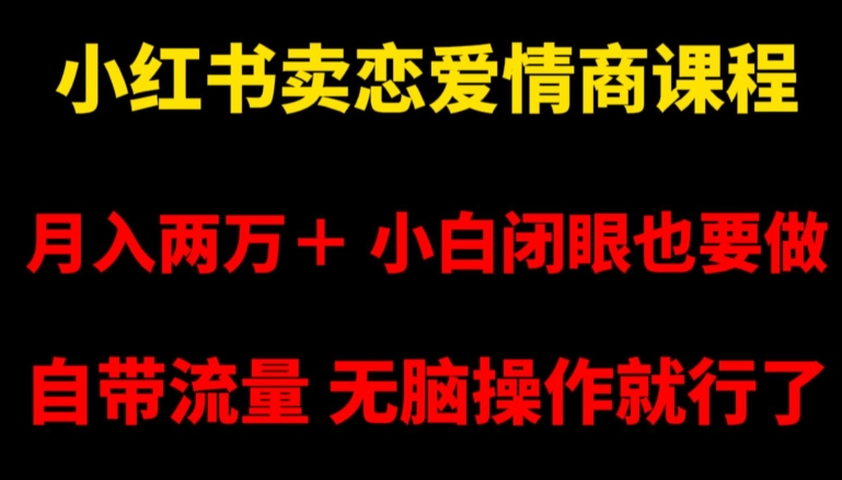 小红书卖恋爱情商课程，月入两万＋，小白闭眼也要做，自带流量，无脑操作就行了【揭秘】_豪客资源库