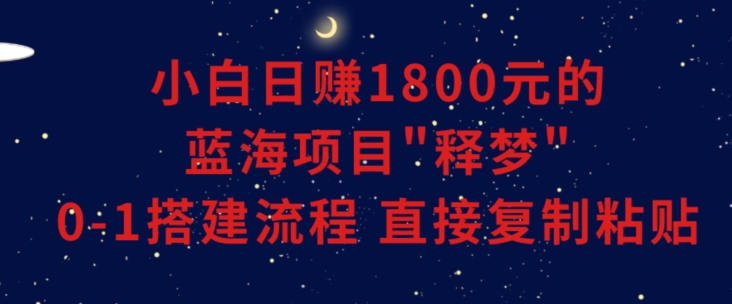 小白能日赚1800元的蓝海项目”释梦”0-1搭建流程可直接复制粘贴长期做【揭秘】_豪客资源库