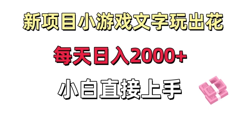 新项目小游戏文字玩出花日入2000+，每天只需一小时，小白直接上手【揭秘】_豪客资源库