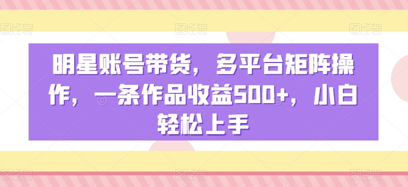 明星账号带货，多平台矩阵操作，一条作品收益500+，小白轻松上手【揭秘】_豪客资源库