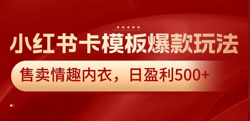 小红书卡模板爆款玩法，售卖情趣内衣，日盈利500+【揭秘】_豪客资源库