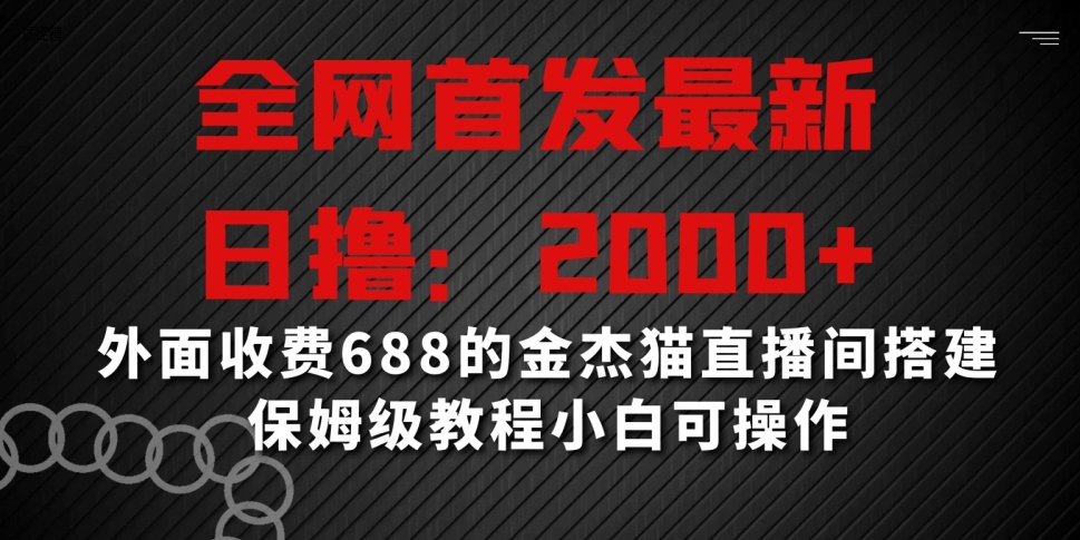 全网首发最新，日撸2000+，外面收费688的金杰猫直播间搭建，保姆级教程小白可操作【揭秘】_豪客资源库