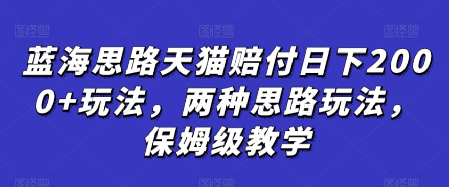 蓝海思路天猫赔付日下2000+玩法，两种思路玩法，保姆级教学【仅揭秘】_豪客资源库