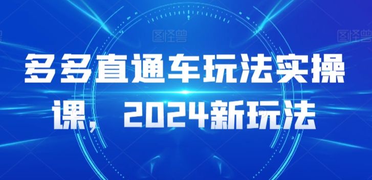 多多直通车玩法实操课，2024新玩法_豪客资源库