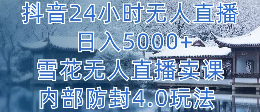 抖音24小时无人直播 日入5000+，雪花无人直播卖课，内部防封4.0玩法【揭秘】_豪客资源库