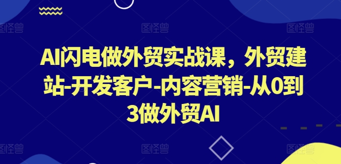 AI闪电做外贸实战课，​外贸建站-开发客户-内容营销-从0到3做外贸AI_豪客资源库