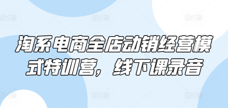 淘系电商全店动销经营模式特训营，线下课录音_豪客资源库