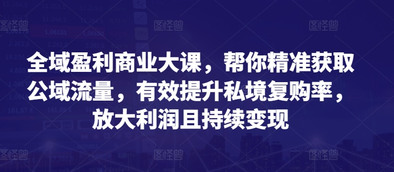 全域盈利商业大课，帮你精准获取公域流量，有效提升私境复购率，放大利润且持续变现_豪客资源库