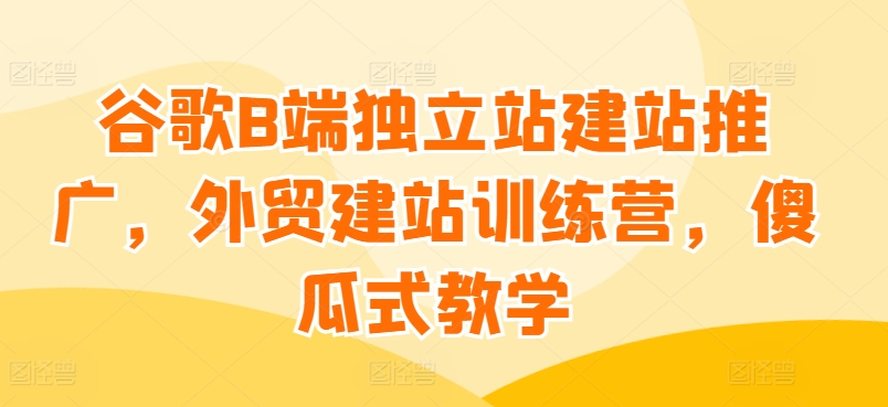 谷歌B端独立站建站推广，外贸建站训练营，傻瓜式教学_豪客资源库