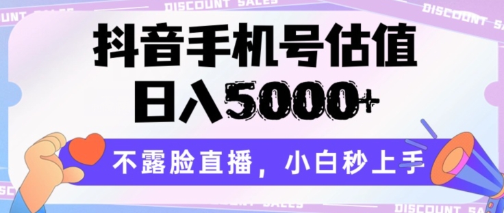 抖音手机号估值，日入5000+，不露脸直播，小白秒上手【揭秘】_豪客资源库