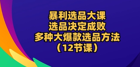 暴利选品大课：选品决定成败，教你多种大爆款选品方法(12节课)_豪客资源库