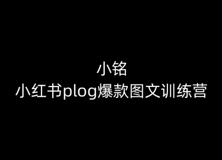 小铭-小红书plog爆款图文训练营，教你从0-1做小红书_豪客资源库